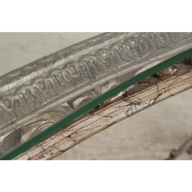 Vintage Silver Finish Glass Top Console Table For Sale - Image 14 of 18