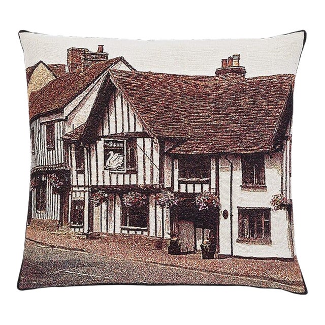 The Old Swan Tapestry Cushion With Feather Filler - 46x46cm (18"x18") For Sale