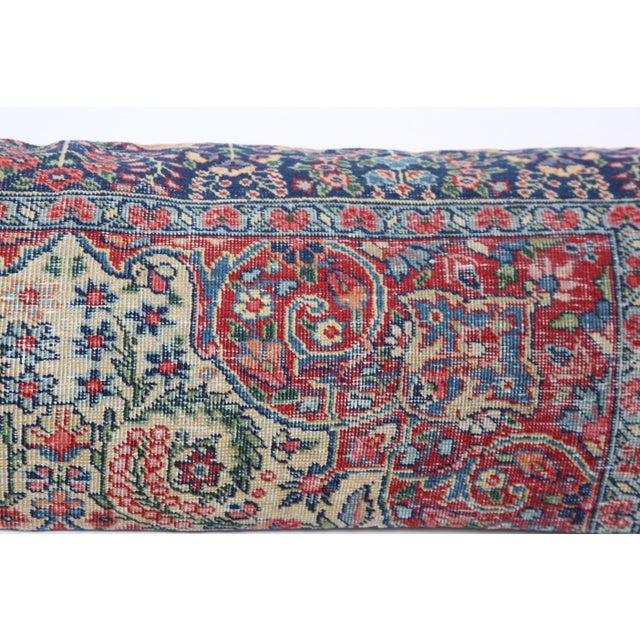 Antique Oriental Handmade Double Knotted Persian Rug Pillow Cover For Sale - Image 9 of 11