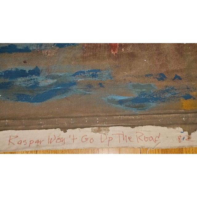 Textile Late 20th Century Stephen Mueller – “Kaspar Won’t Go Up the Road” – Large-Scale Abstract Oil Painting on Canvas, Signed For Sale - Image 7 of 9