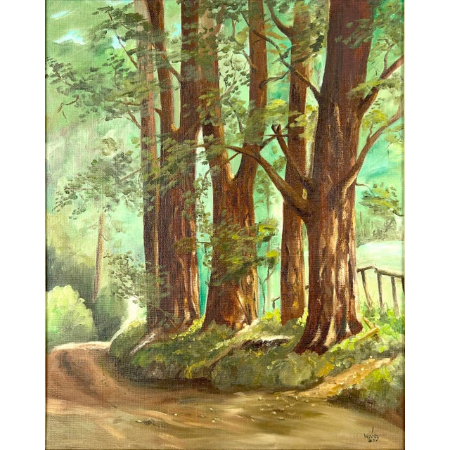 "Back Road" California Redwoods Santa Cruz County Original Oil Painting by Gorman Woody For Sale - Image 4 of 8