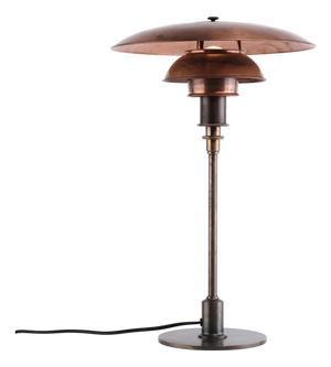 Vintage Model PH 3/2 Table Lamp with Copper Shades and Burnished Brass by Poul Henningsen for Louis Poulsen, Poul Henningsen