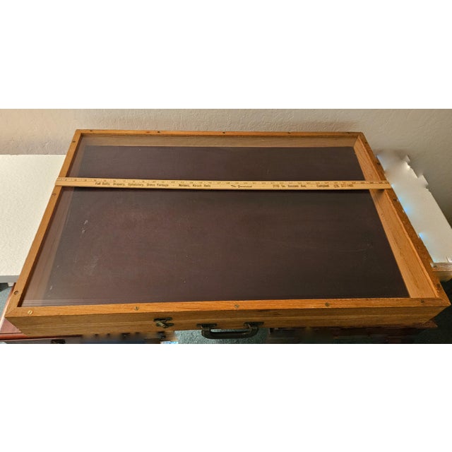 Wood 1970s Pair of 2 Rustic Hardwood Hand Made Portable Jewelry Toys Tabletop Display Cases Cabinets For Sale - Image 7 of 17