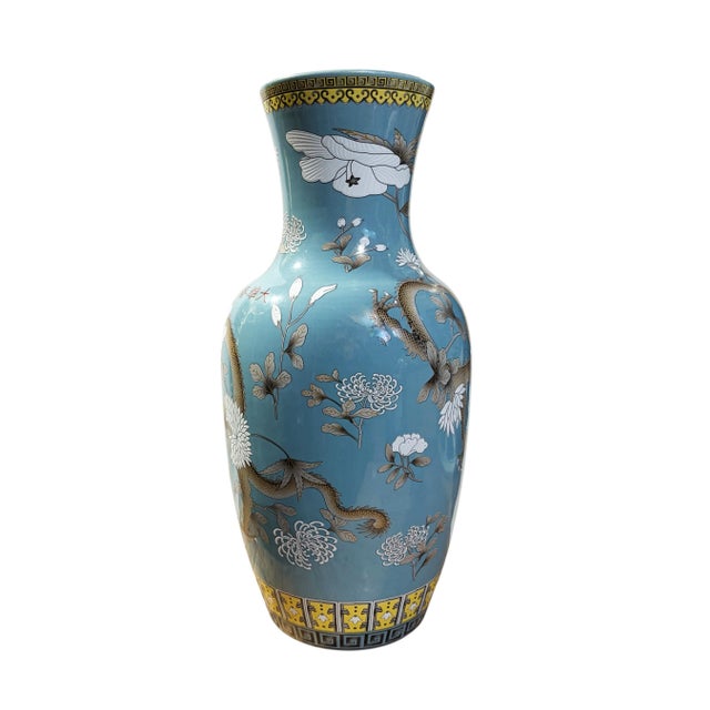 Chinoiserie Famille Rose Style Porcelain Dragon Vase 17" H For Sale - Image 4 of 13