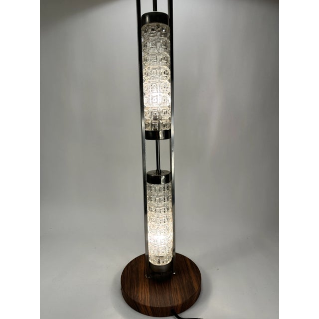 Glass Mid 20th Century Stacked Cut Glass Lamp From West Germany For Sale - Image 7 of 10