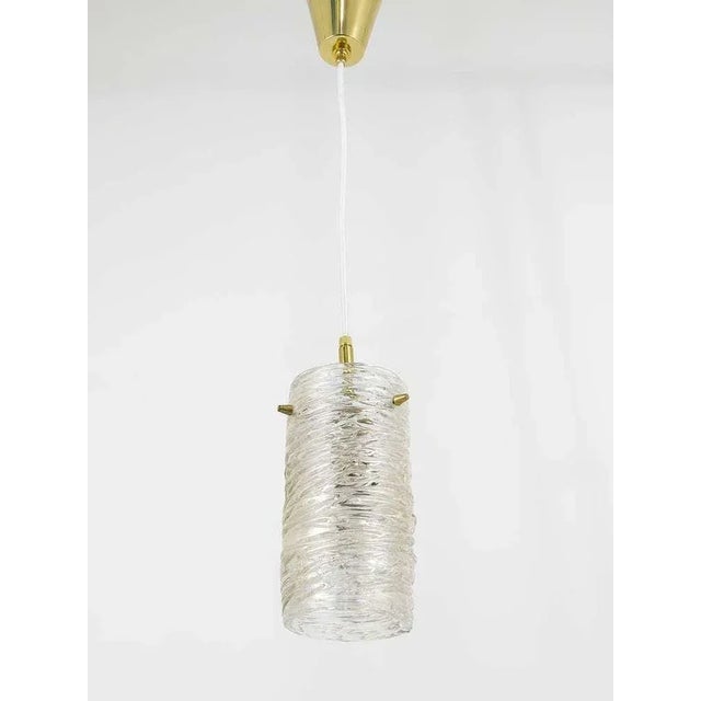 Kalmar Mid-Century Glass Tube & Brass Pendant Lamp attributed to J. T. Kalmar for Kalmar, Austria, 1950s For Sale - Image 4 of 11