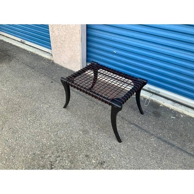 Mid Century Black Klismos Ottoman For Sale - Image 4 of 4