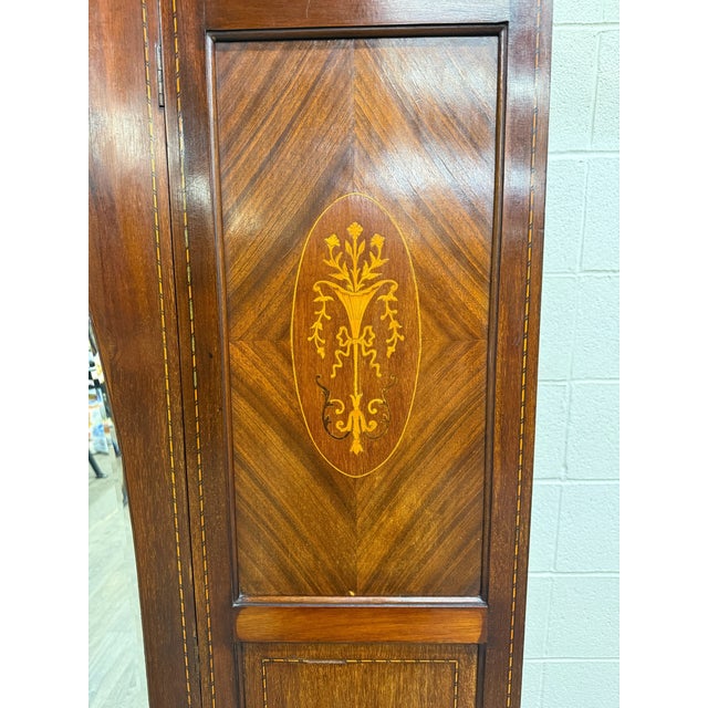 Antique Early 20th Century Edwardian Mahogany Wardrobe With Oval Mirror Door For Sale - Image 13 of 15