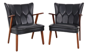Danish Chairs in Teak and Faux Leather from Erhardsen & Andersen, 1960s, Set of 2