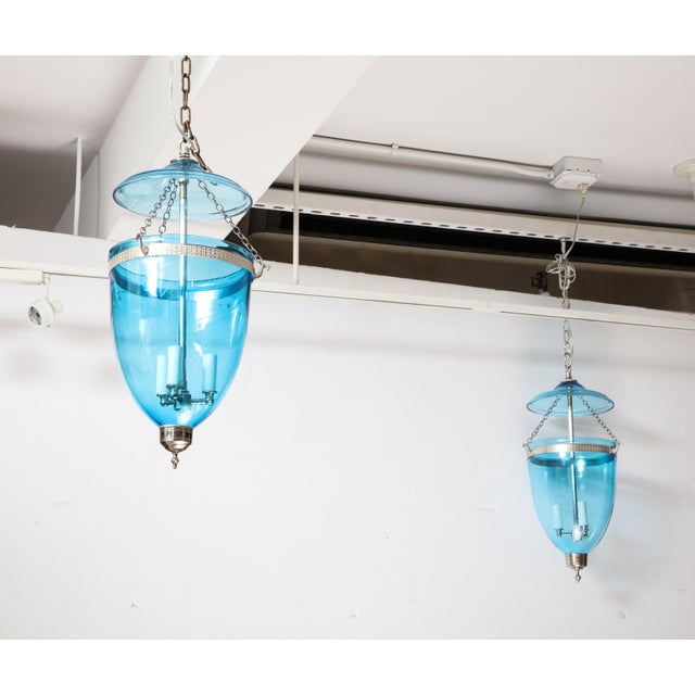 1970s Blue Bell Jar Lantern For Sale - Image 5 of 6