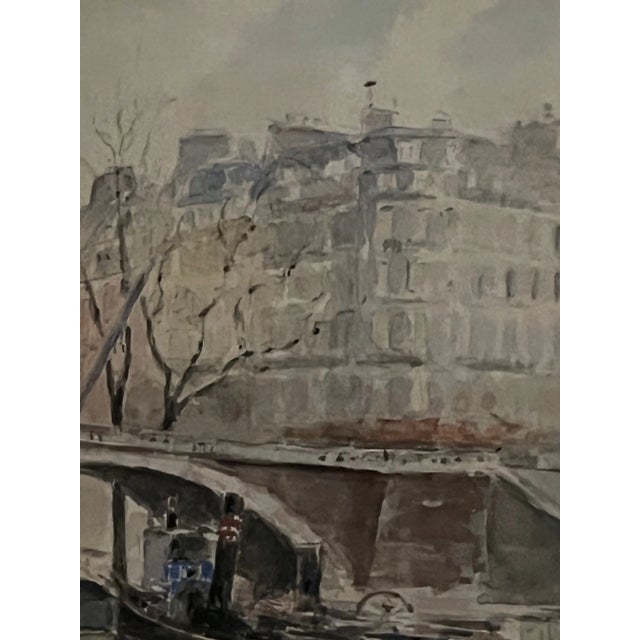 Mid 20th Century Paris Watercolor by Grandjean in Antique Frame For Sale - Image 5 of 12