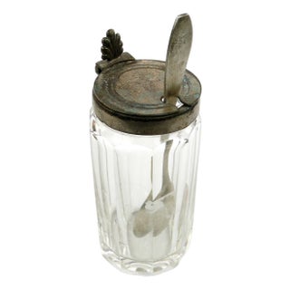 German Biedermeier Mustard Container with Spoon, 1930s, Set of 2 For Sale