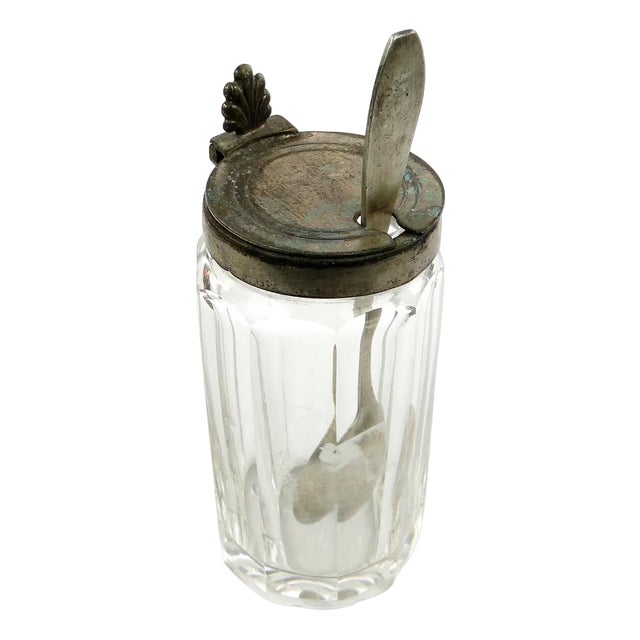 German Biedermeier Mustard Container with Spoon, 1930s, Set of 2 For Sale