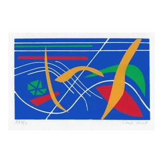 Carl Kent Abstract Serigraph in Blue & Orange For Sale