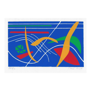 Carl Kent Abstract Serigraph in Blue & Orange