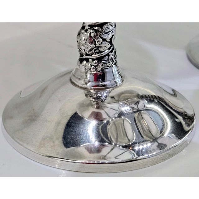 Late 20th Century Vintage Plator Spain Silver-Plated Champagne Coupes With Grape Vine Twist Stems - Set of 4 For Sale - Image 5 of 10