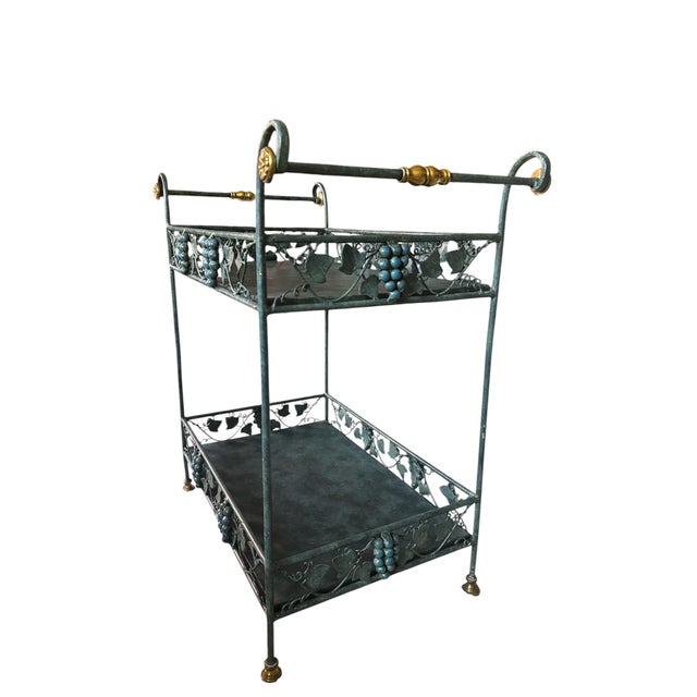 Vintage Maitland-Smith Grapevine Bar Cart / Tôle Wine Cart With Patina Finish For Sale In Dallas - Image 6 of 12