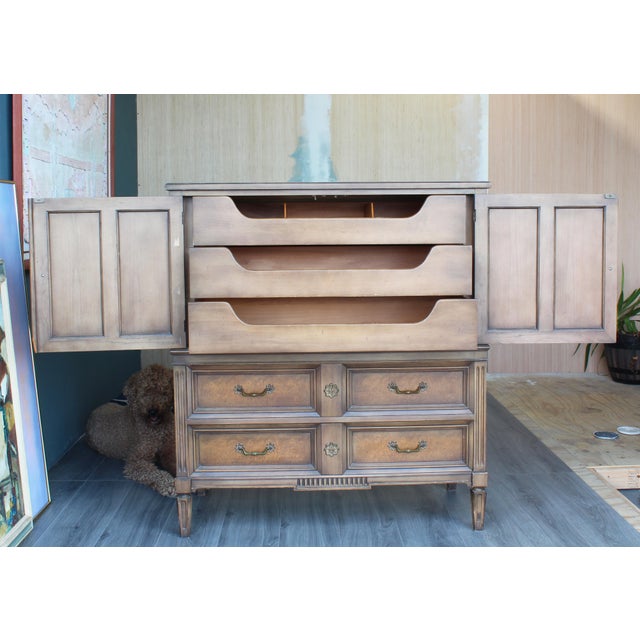 Mid-Century Walnut & Burlwood Highboy For Sale - Image 4 of 6