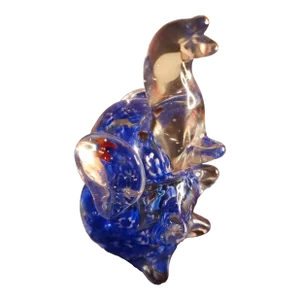 1980s Millefiore Art Glass Trunk Up Elephant Figurine Paperweight