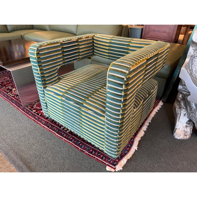 Restoration Hardware Drew Swivel Chair, Custom For Sale - Image 9 of 17