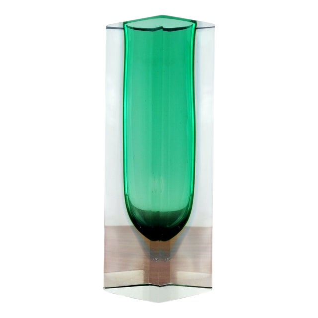 Green Murano Sommerso Glass Vase by Flavio Poli for Alessandro Mandruzzato, Italy, 1970s For Sale