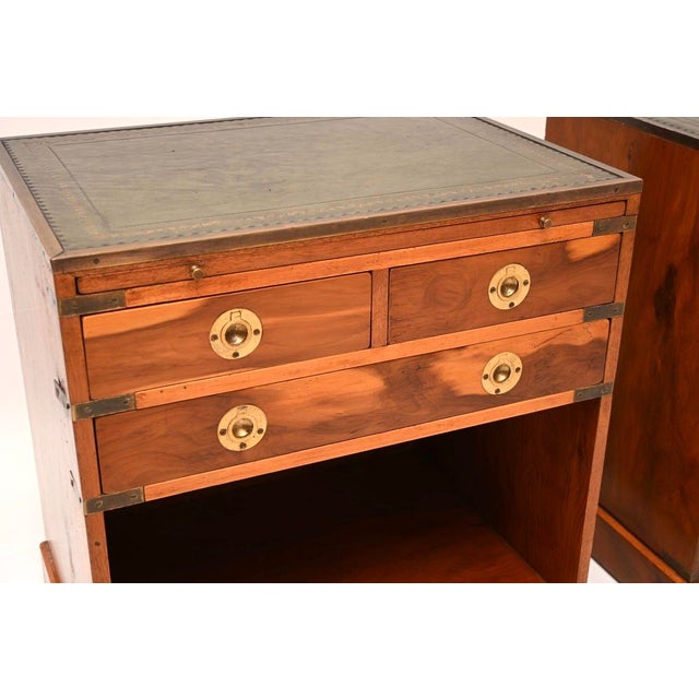 Antique Yew Wood Bedside Tables, 1930, Set of 2 For Sale - Image 9 of 11