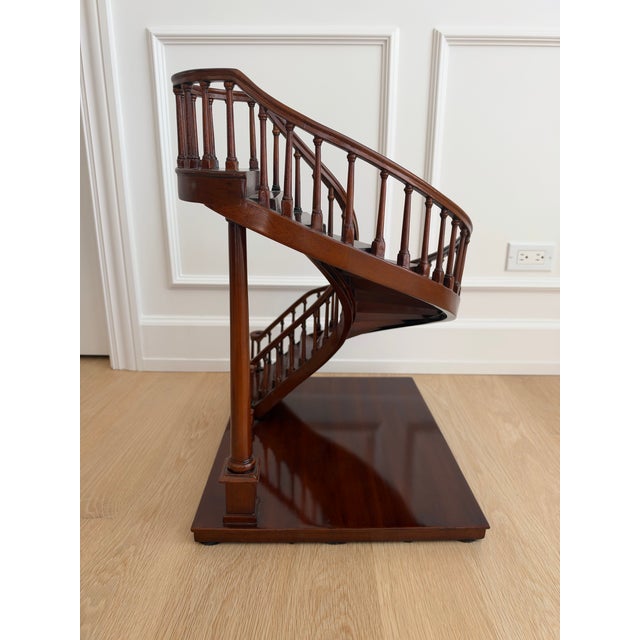 Vintage Mahogany Curved Staircase Architectural Model Sculpture, Maitland-Smith Style For Sale - Image 9 of 10