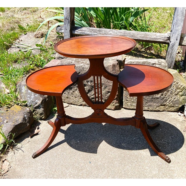 Brown Antique Mahogany Mersman 3 Tier Stand or Tea Table With Claw Feet 1930s Era For Sale - Image 8 of 12