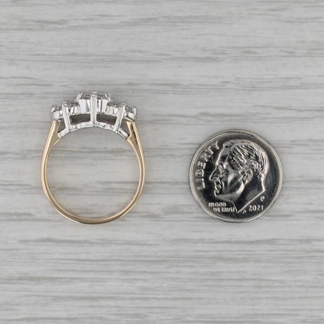 Gold 0.75ctw Diamond Flower Clusters Ring 14k Yellow White Gold Size 7.25 Engagement For Sale - Image 8 of 8