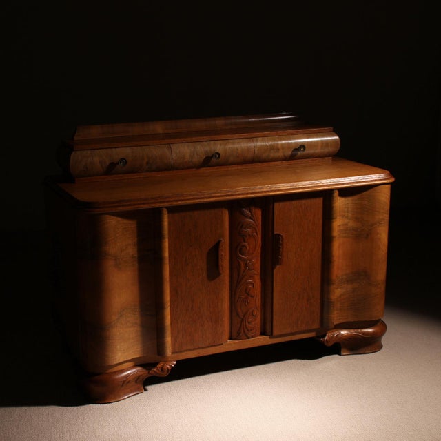 Art Deco Superstructure Sideboard in Oak and Walnut, Germany, 1920s For Sale - Image 4 of 13