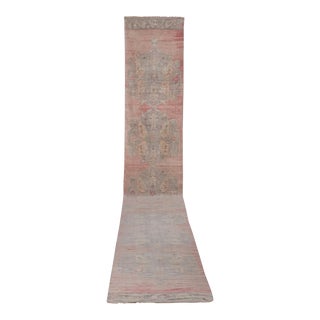 Neoclassical Style Vintage Turkish Oushak Runner, Extra-Long Hallway Runner 3'3'' X 24' For Sale