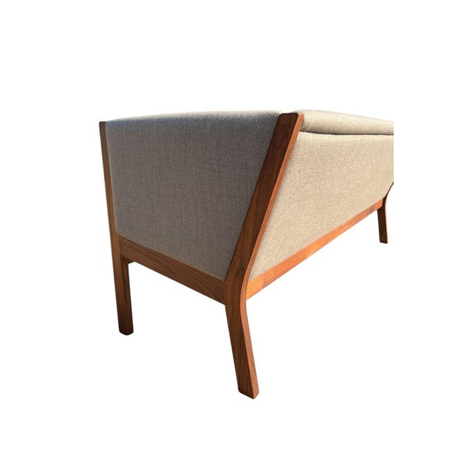 Early 21st Century Scandinavian GE-285 3-Seater Sofa in Acacia Wood and Wool by Hans J. Wegner for Getama, 2017 For Sale - Image 5 of 14