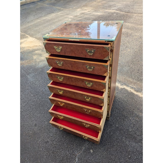 7 Drawer Dresser Lingerie Armoir Jewelry Asian Solid Wood Storage Felt For Sale - Image 4 of 8