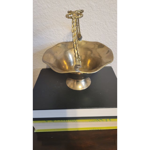 Vintage Small Brass Basket With Swivel Handle For Sale - Image 10 of 10