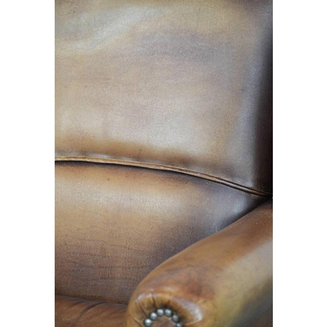 Sheepskin Leather Wing Chair For Sale - Image 13 of 17