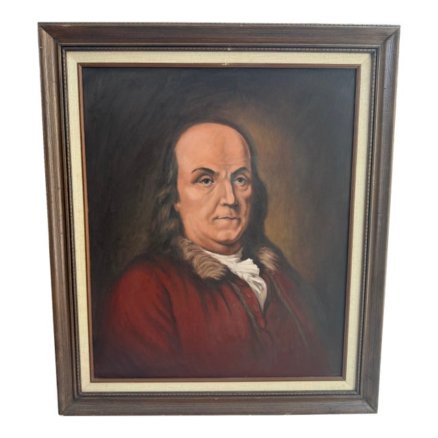 Vintage Benjamin Franklin Portrait Painting For Sale