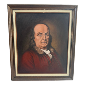 Vintage Benjamin Franklin Portrait Painting