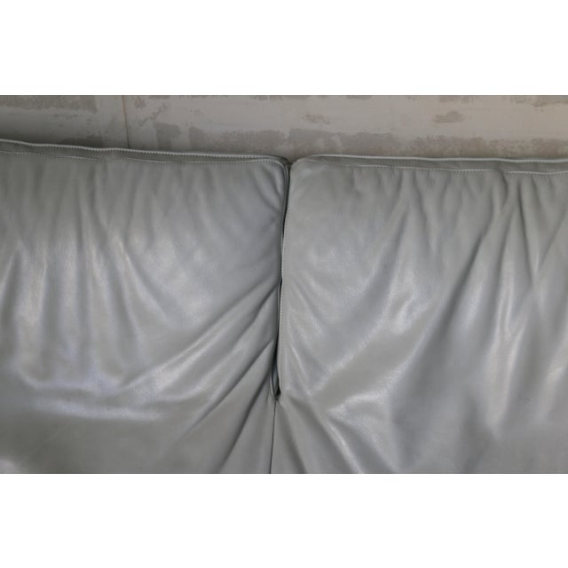 Italian Mid-Century Modern Leather Two-Seat Couch — Circa 1980s For Sale - Image 11 of 18