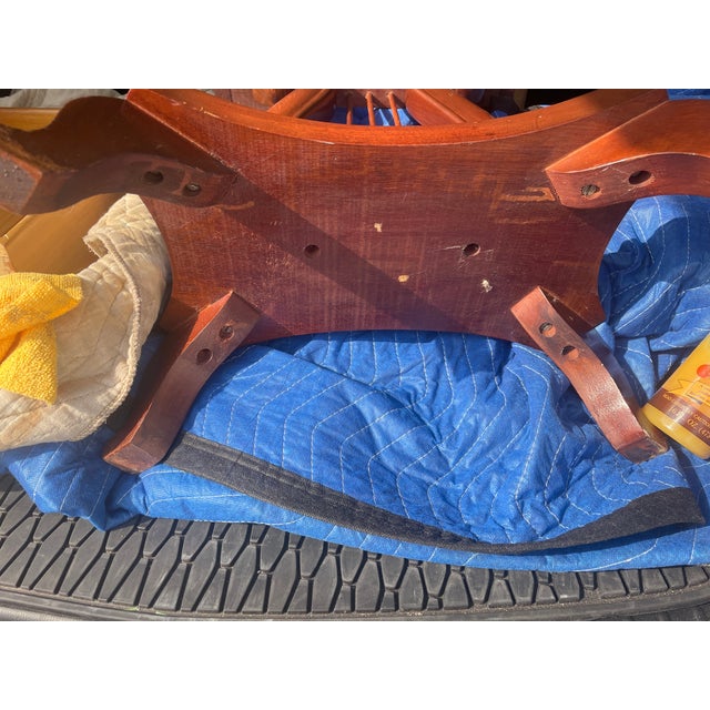 1950s Marble Top Mahogany Lyre Shaped Side Table With Drawer For Sale - Image 9 of 12
