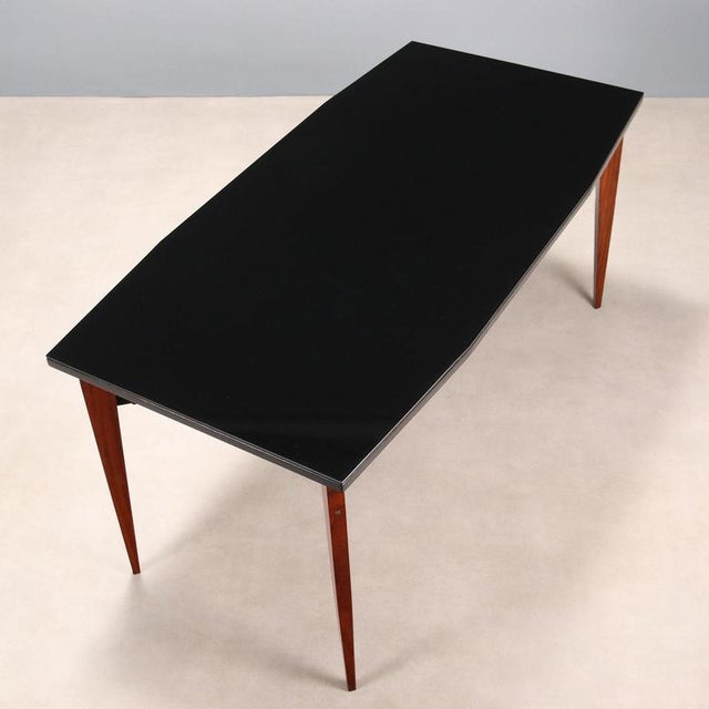 Vintage Table in Mahogany and Metal with Glass, 1960s For Sale - Image 6 of 8