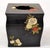 Hollywood Regency Vintage Boho Chic Floral Resin Serena Black Tissue Cube Cover Box For Sale - Image 3 of 12