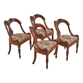 Neoclassical Chairs in Walnut, Set of 4 For Sale