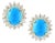8 Ct Oval Sleeping Beauty Turquoise 1.5ct Diamond Stud Earrings 14 K Yellow Gold For Sale