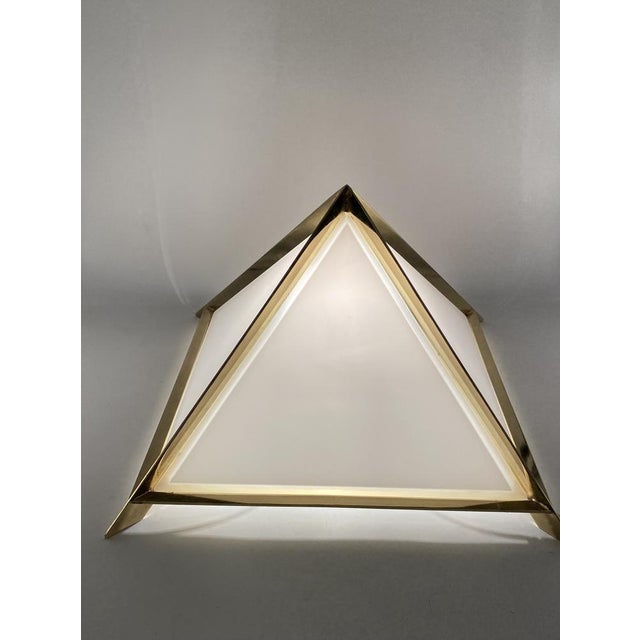 Metal Italian Golden Brass Pyramidal Table Lamp from Christos, 1970 For Sale - Image 7 of 18