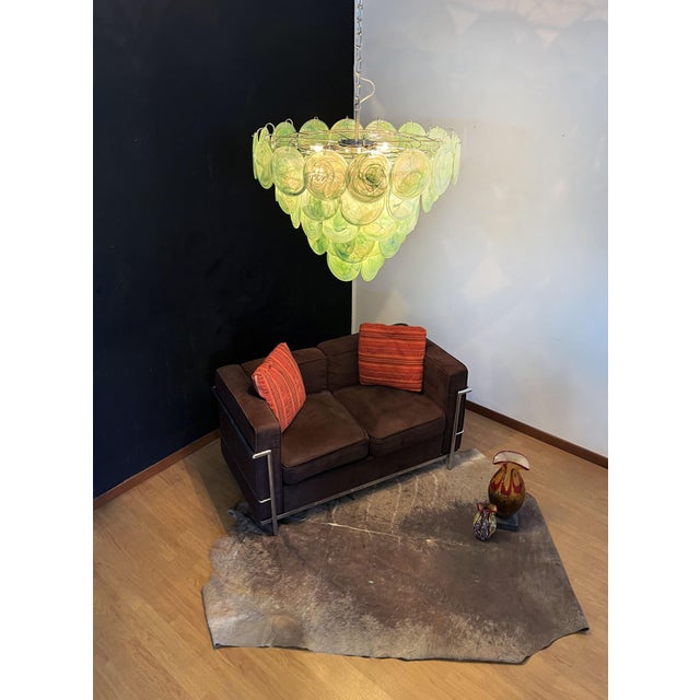 Space Age Murano Chandelier with Green Albaster Iridescent Glass Plates, 1990s For Sale - Image 17 of 18