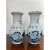 This is a beautiful pair of chinoiserie blue and white vases with Greek Key motif around the top edges as well as cherry...