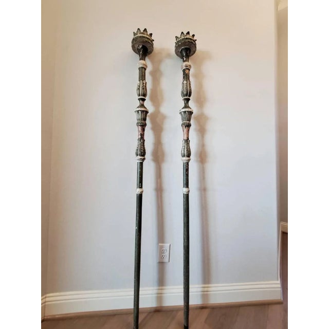 18th Century French Ecclesiastical Processional Candlestick Torch - a Pair For Sale - Image 10 of 11