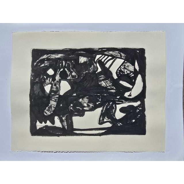 Abstract Black and White Abstraction Ink Drawing in the Style of Pablo Picasso For Sale - Image 3 of 8