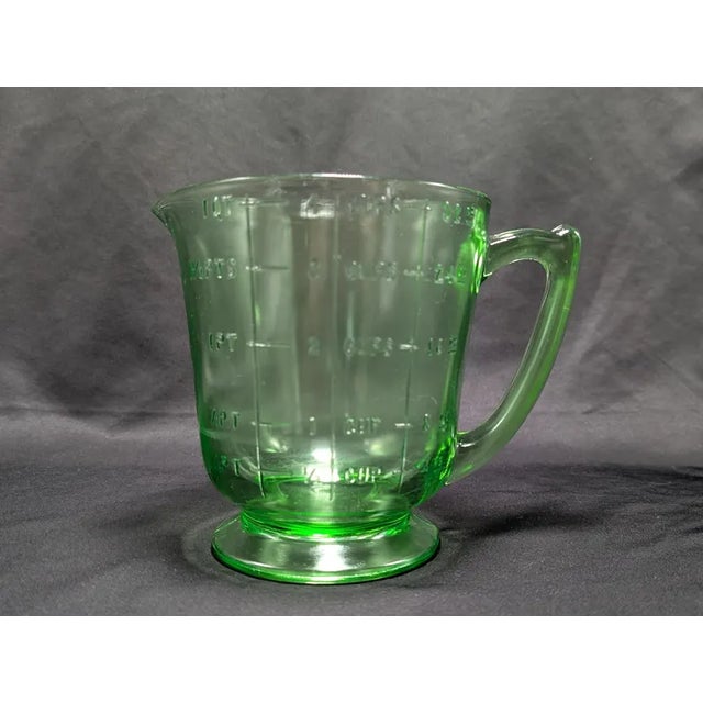 Vintage Depression Uranium Glass Footed Measuring Cup For Sale - Image 12 of 14