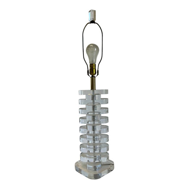 1970s Multi Stacked Lucite Table Lamp For Sale